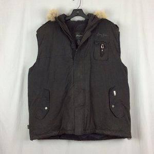 Sean John Fur Trim Hood Parka Vest XXL